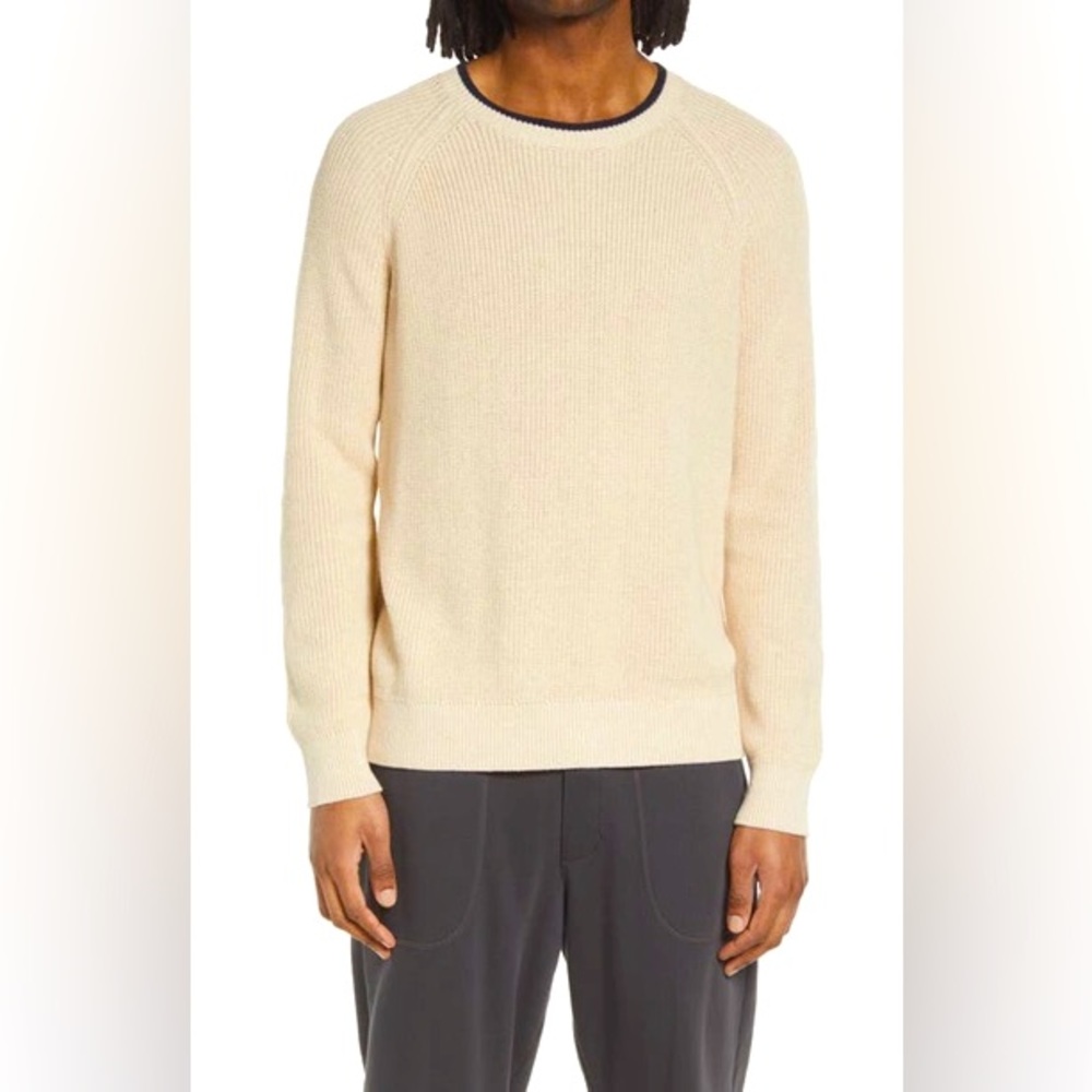 Atm Anthony Thomas Melillo Cotton Blend Rib Sweater In H. Oatmeal Combo SIZE S